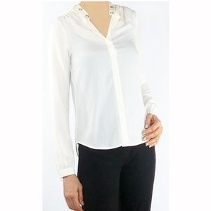 Michael Kors Ivory Button Down Grommett Blouse, Sm